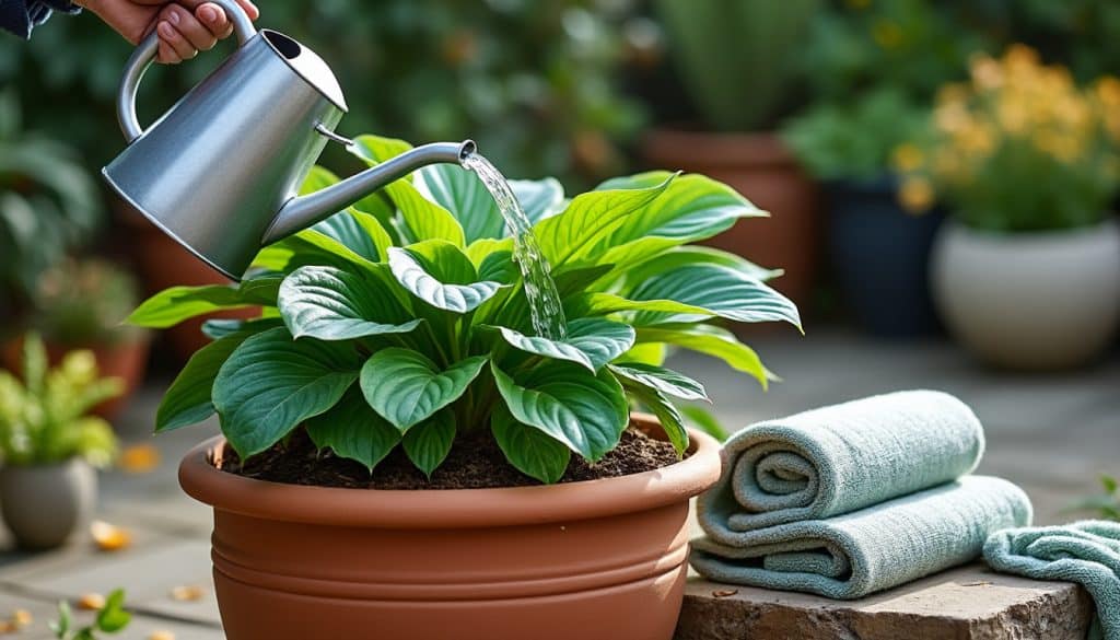 Hosta sur une terrasse : le pot, l&rsquo;arrosage et l&rsquo;hivernage